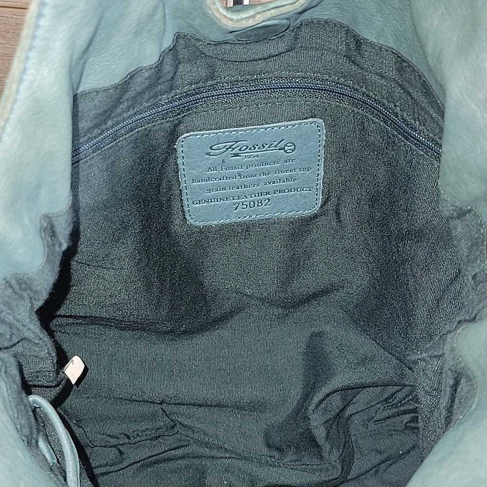 Fossil Teal Woven Hobo with Stud and Ring Accents